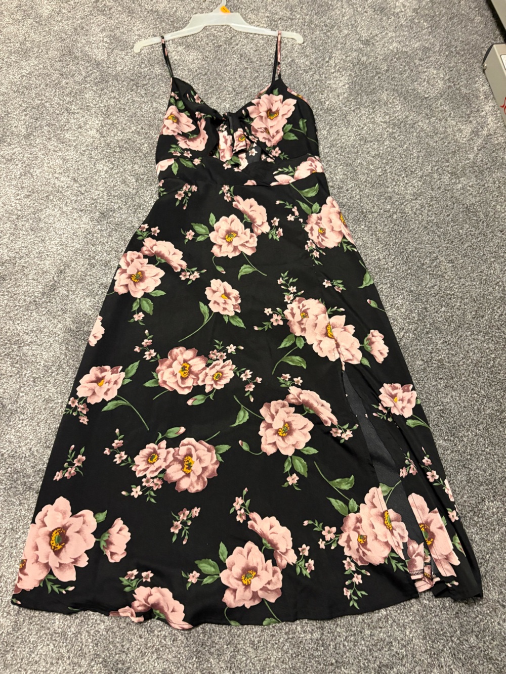 SHEIN Black Maxi Skirt with Pink Floral Print